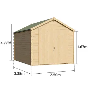 BillyOh Pro Apex Log Cabin Wooden Shed - W2.5m x D3.5m (8 x 11ft) - 28mm Thickness