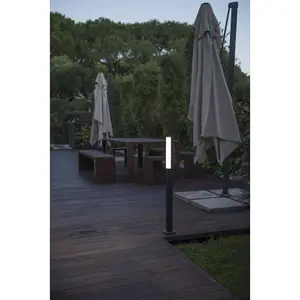 Luminosa Beret LED Outdoor Tall Bollard Light Dark Grey IP54