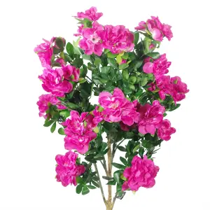 100cm Premium Artificial Azalea Pink Flowers Potted Plant with Gold Metal Planter