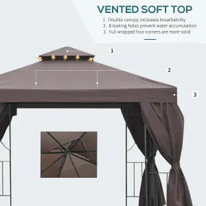 Outsunny 3 x 3(m) Garden Metal Gazebo Sun Shade Shelter Outdoor Party Tent