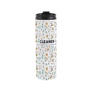 Cleaner Travel Mug - Novelty Cleaning Housekeeper Gift - Stainless Steel Vacuum-Sealed Double-Walled Hot/Cold Drinks Travel Flask