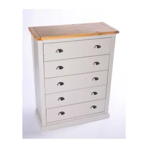 Loreo 5 Drawer Chest of Drawers Chrome Cup Handle