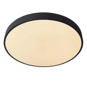 Lucide Unar Modern Flush Ceiling Light 49.5cm- LED Dim. - 1x36W 2700K - 3 StepDim - Black