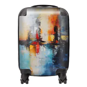 Reflective Splendour: City In Abstract Suitcase - Mini Cabin