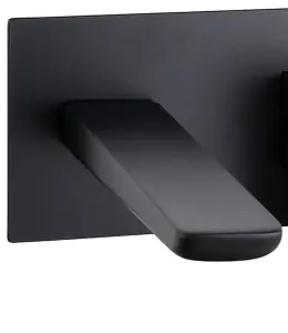 Matt Black Wall Mounted Bath Filler Waterfall Modern Square Tap Design Recessed