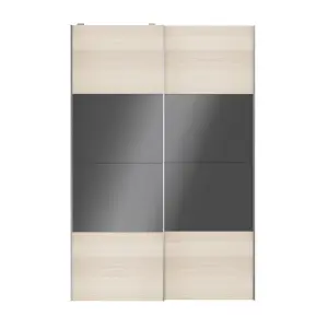 Atomia Panelled Anthracite oak effect High gloss 2 door Sliding Wardrobe Door kit (H)2250mm (W)1500mm