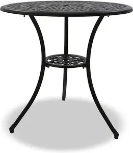 Homeology POSITANO Black Garden and Patio Cast Aluminium Bistro Table