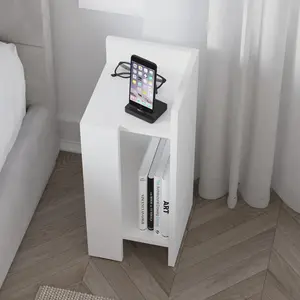 Lochlan Modern Compact Nightstand Bedside Table 25 x 27 x 60cm  Bedroom Furniture White / Right Orientation