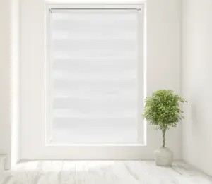 Caecus Blinds Day & Night Zebra Roller Blind WHITE 130cm  x 160cm