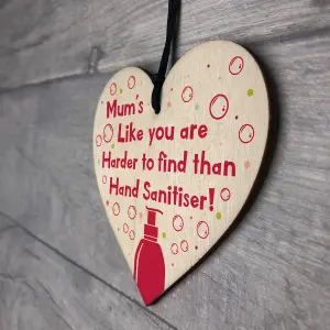 Red Ocean Funny Mum Gift Hand Sanitiser Mothers Day Gift Keepsake Birthday Gift For Mum Handmade Wooden Heart Sign