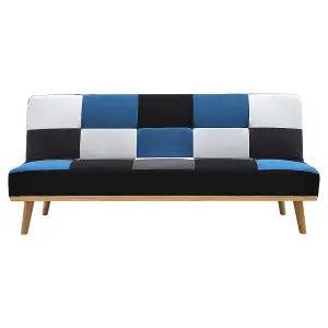 3 Seat Fabric Sofa Couch Bed 3 Color Patchwork Checkered Sofabed Blue White Grey