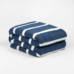 Soft Stripe Print Polar Fleece Throw