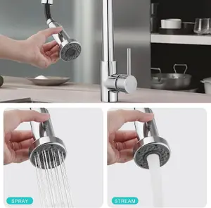 JASSFERRY Pull Out Kitchen Mixer Tap Chrome 360-degree Swivel Spout Pull Down Sprayer High Arc Sink Faucet