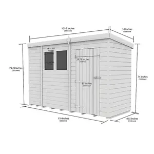 DIY Sheds 10x4 Pent Shed - Single Door With Windows