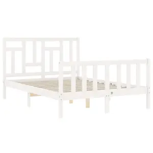 Berkfield Bed Frame with Headboard White 140x200 cm Solid Wood