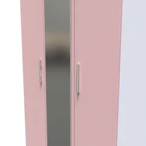 Harrow Triple Mirror Wardrobe in Kobe Pink & White (Ready Assembled)