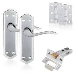 XFORT Polished Chrome London Suite Lever Latch Door Pack, Complete Set.