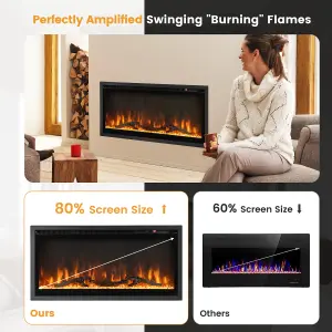 Costway 36 Inch Electric c Wall-Mounted Recessed Freestanding Fireplace