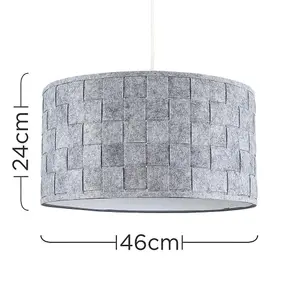 ValueLights Monza Modern Grey Felt Weave Design Cylinder Ceiling Pendant Drum Light Shade