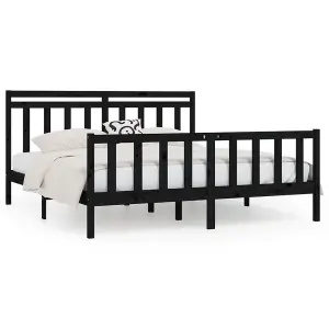 Berkfield Bed Frame Black Solid Wood Pine 200x200 cm