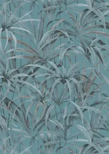 Beautiful Nature Tropical Leaf Vinyl Wallpaper Blue and Grey