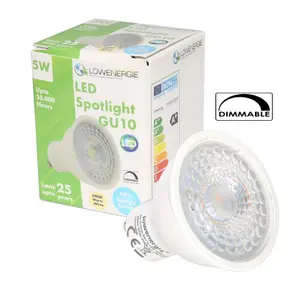 50w Equivalent Brightness GU10 5w LED Spotlight - Warm White - Pack of 20 - Dimmable