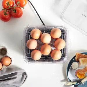 VonShef Egg Boiler and Poacher, Electric Egg Cooker & Omelette Maker 3 in 1 for 16 Boiled Eggs, 500W, Auto Shut Off, Transparent