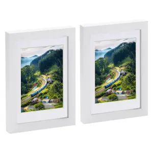 Nicola Spring Photo Frame with 4" x 6" Mount - 5" x 7" - White Mount - Pack of 2