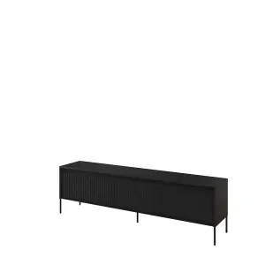 Trend 06 TV Cabinet in Blak Matt - Ripple Front & Push-to-Open System - W1930mm x H560mm x D400mm