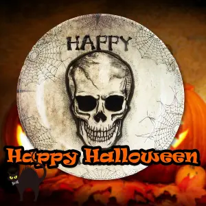 Halloween Skull Bowl Round Dish Halloween Party, Trick or Treat 6cm White