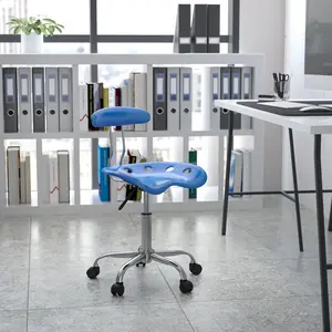 Adjustable Swivel Chair for Desk and Office with Tractor Seat Bright Blue