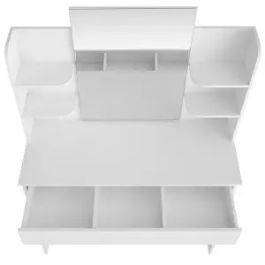 Dressing Table Camille - mirror, drawer, storage shelves and compartments - white