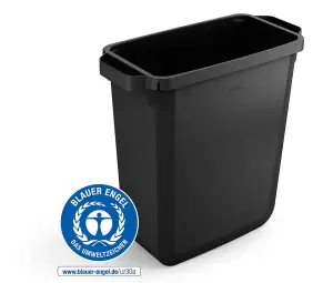 Durable DURABIN ECO Recycled Black Rectangular Recycling Bin + Grey Lid - 60L