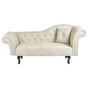 Right Hand Velvet Chaise Lounge Light Beige LATTES II