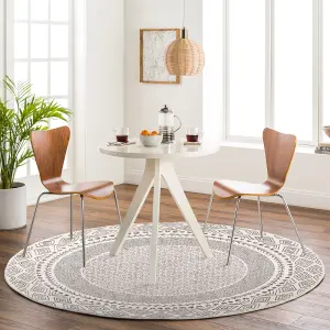 AMBRE Round Boho Skandi Area Rug 160 x 160 cm