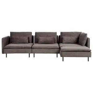 Left Hand Modular Jumbo Cord Corner Sofa Brown EGERIS