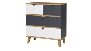 Memone Spacious Chest of Drawers - Golden Oak with Graphite & White Matt Fronts - W810mm x H900mm x D400mm