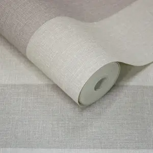 Grandeco Boutique Pure & Protect Stratus Stripe Linen Textured Antibacterial Wallpaper, Mid Grey