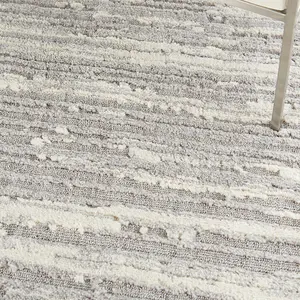 Grey Ivory,Modern Abstract Easy to clean Rug for Bedroom & Living Room-66 X 229cm (Runner)