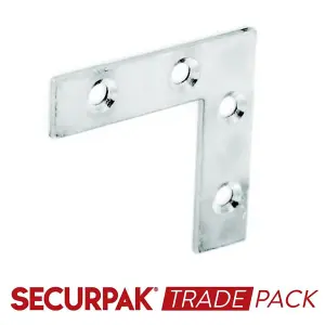 Securpak Trade Pack Zinc Plated Corner Plate (Pack of 10) Silver (75mm)