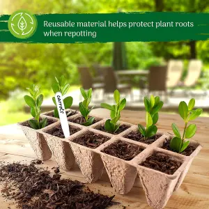 10 Seed Trays x 6 Pack (60 Cells) - Biodegradable Seedling Germination for Easy Transplanting, with Labels for Plants & Cuttings