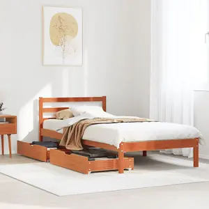 Berkfield Bed Frame without Mattress Wax Brown 100x200 cm Solid Wood Pine