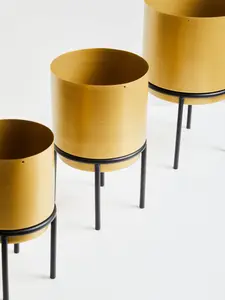 Interiors by Premier Avento Set Of Three Gold Finish Planters