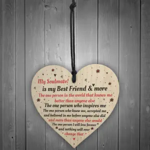 Red Ocean Soulmate Gifts Wooden Heart Plaque Birthday Anniversary Gift For Him For Her I Love You Sign