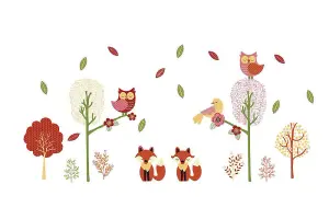 Walplus Fox Stickers, Birds Stickers, Forest, Flowers, Children Wall Stickers, Diy Art Kids Sticker PVC Colourful