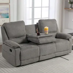 Sydney 3 Seater Fabric Manual Recliner Sofa Grey