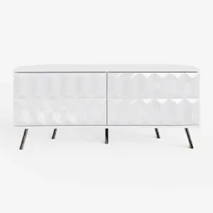 Elevate White Corner TV Cabinet with mood lighting & Intelligent eye