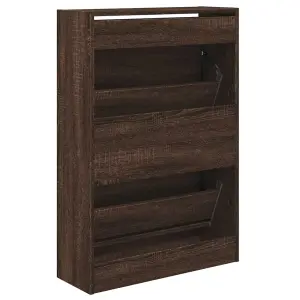 Shoe Cabinet Brown Oak 60x21x87.5 cm Engineered Wood