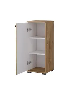 Fargo 09 Bathroom Cabinet H860mm W350mm D300mm - White Gloss & Oak Golden Finish