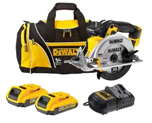 DeWalt DCS391D2 18v Heavy Duty XR Circular Saw + 2 x 2.0ah, Charger + Bag